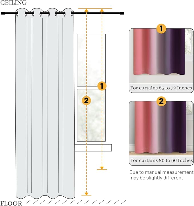 COSVIYA Dark Pink and Dark Purple 100% Blackout Curtains for Bedroom with White Back, 2 Thick Layers Full Room Darkening Thermal Insulated Grommet Drapes, 52x84 Inch, 2 Panels