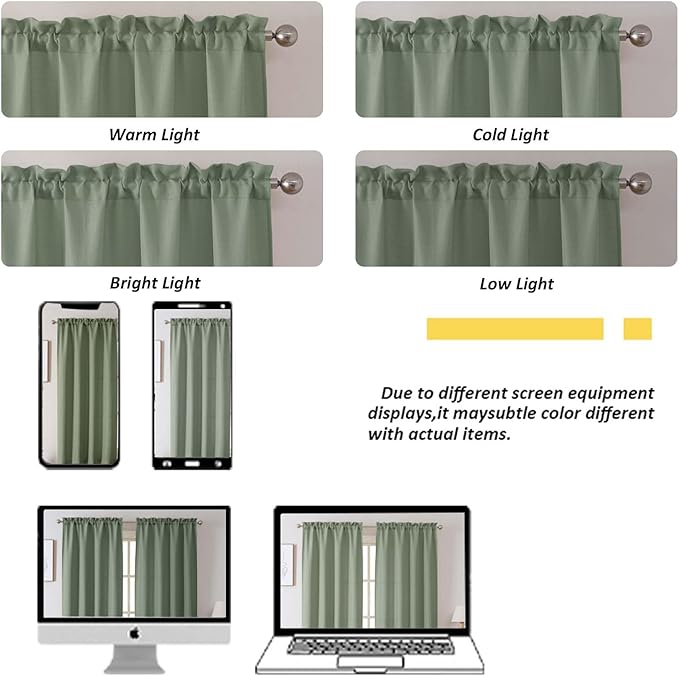 Chyhomenyc Sage Green Curtains 90 Inch Length 2 Panels Set, Faux Linen Textured Semi Light Filtering Soft Airy Farmhouse Window Curtain Drapes for Living Room Bedroom, 50Wx90L