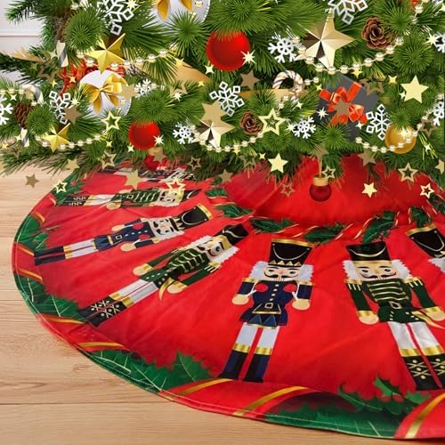 48 Inch Christmas Tree Skirt, Marching Nutcrackers Theme - Image 2