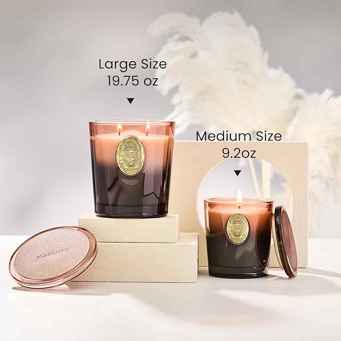 M&SENSE Natural Soy Candle | Mahogany Sandalwood & Black Brown | 9.2 oz, 50H Burn Time | Luxury Scented Candle for Relaxation, Gifting, Home Décor | Ideal for Bedroom, Office, Party Ambiance