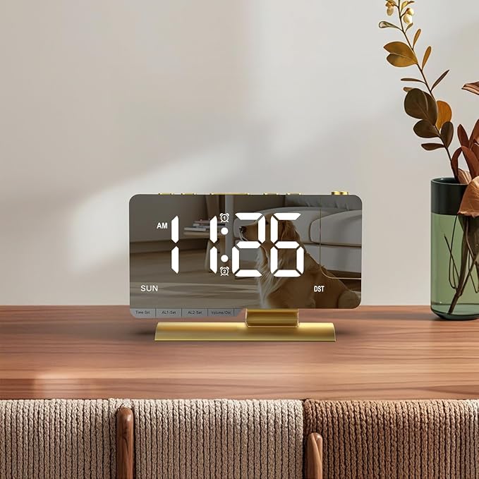 Projection Alarm Clock for Bedroom Ceiling, Gold Digital Clock Room Decor - Image 9