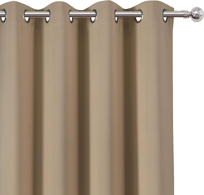 LEMOMO Blackout Curtains 66 x 84 inch/Natural Curtains Set of 2 Panels/Thermal Insulated Room Darkening Bedroom Curtains