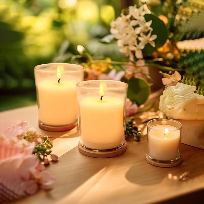 Set of 20 White Votive Candles Clear Glass Filled Unscented Soy Wax Candle for Home Spa Weddings Birthday Holidays Party and DIY