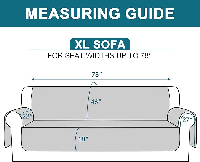 Turquoize 100% Waterproof Sofa Covers Couch Cover Sofa Cover for Dogs Couch Protector Triple Non-Slip Sofa Slipcover for 3 Cushion Couch Furniture Protector for Pets, Kids,Dog (XL Sofa 78", Black)