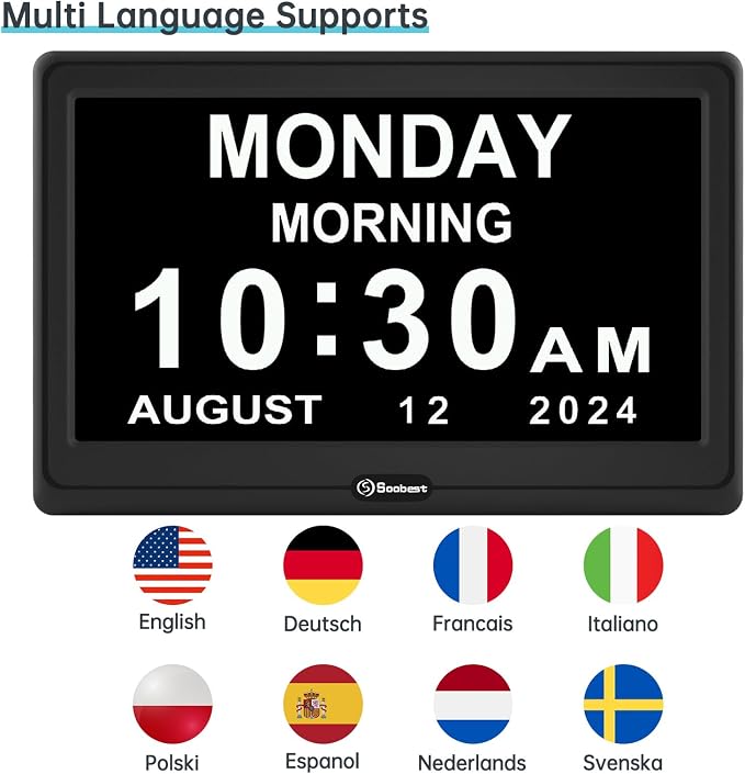 Soobest 12” Dementia Clocks for Seniors Extra Large, Digital Date Day Clock - Image 7