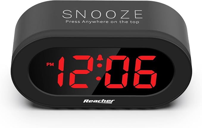 REACHER Small Dimmable LED Digital Alarm Clock with USB Charger - Image 2