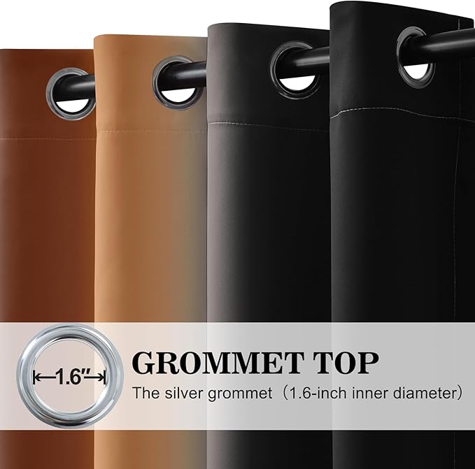 Yakamok Blackout Ombre Burnt Orange and Black Curtains-Gradient Room Darkening Curtain, Grommet Thermal Insulated Light Blocking Window Drapes Curtain for Living Room Bedroom,52 x 84 Inch,2 Panels
