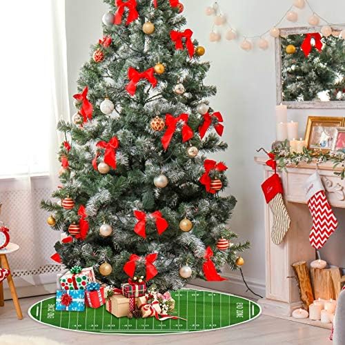 Blueangle 35.4 Inch American Football Field Christmas Tree Skirt Soft Polyester Skirt for Merry Christmas Party Christmas Tree Decoration - Image 4