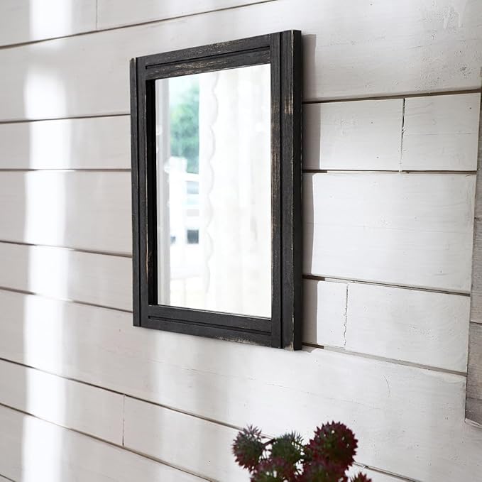 AAZZKANG Wall Mounted Mirror Small Rectangular Retro Mirrors with Wood Frame for Bedroom Living Room Bathroom Entryway