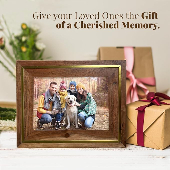 Folkulture MDF Photo Frame for Wall or Tabletop | Rustic Roots 5x7 Rustic Wooden Picture Frame with Plexiglass | Vertical & Horizontal Display | Handmade House Warming Gifts