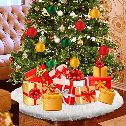 Konsait Plush Christmas Tree Skirt - Round Snow White Xmas Tree Mat Base Cover for Holiday Home Decorations,31Inch/78CM - Image 6