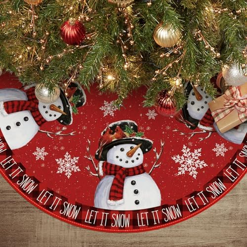 AVOIN colorlife Let It Snow Snowman Christmas Tree Skirt 36 Inch by AVOINcolorlife
