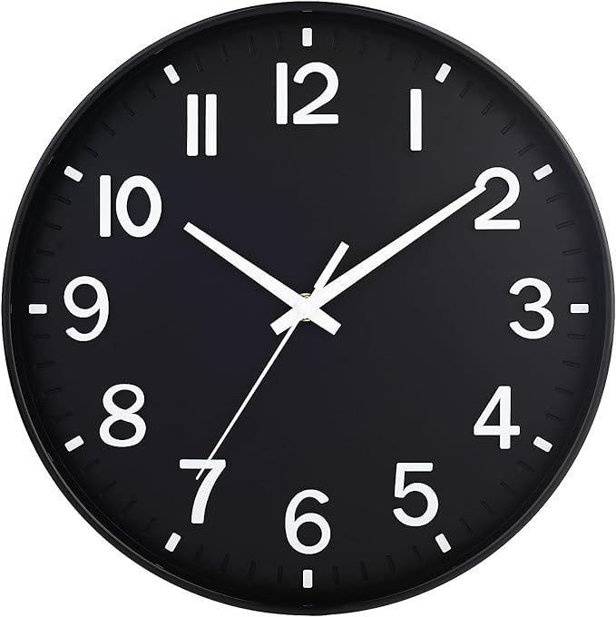 HZDHCLH Black Wall Clocks Battery Operated 12 inch Silent Non Ticking Modern Wall Clock for Living Room Bedroom Kitchen Office Decor