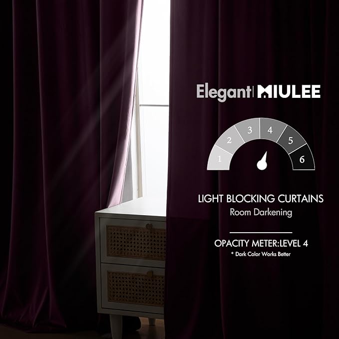 MIULEE Dark Purple Velvet Curtains 84 inches - Luxury Blackout Curtains for Bedroom Living Room Thermal Insulated Super Soft Window Drapes Rod Pocket & Back Tab, W52 x L84 inches, 2 Panels