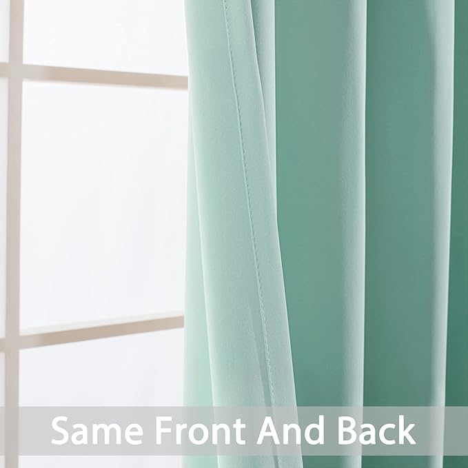 Yakamok Blackout Curtains Room Darkening Thermal Insulated Window Panels,Solid Grommet Top Drapes for Bedroom/Living Room(38Wx90L, Aqua, 2 Panels)