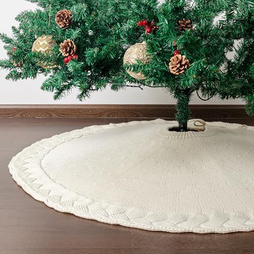 Mr. Pen Christmas Tree Skirt - 48 Inch Knitted Xmas Tree Skirt - Image 6