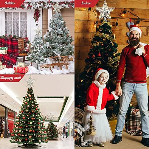10 Inch Christmas Star Tree Topper Lighted Pentagram Tree Topper Xmas Tree Topper with Warm LED Lights for Christmas Tree Decorations(White) - Image 4