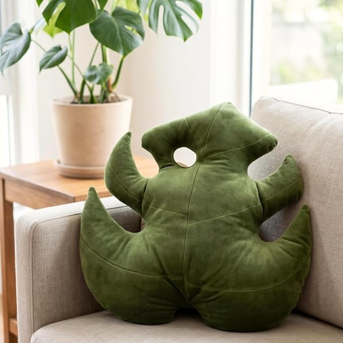 Green Philosophy Co. Monstera Leaf™ Pillow - Mossy Earth - Large Soft Plant-Shaped Plush Cushion for Couch, Bed, or Reading Nook - Cute & Unique Nature-Inspired Decor Throw Pillow