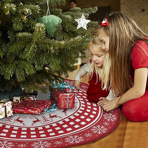 Christmas Tree Skirt 48inch Red Deer Rustic Xmas Decor for Party - Image 2
