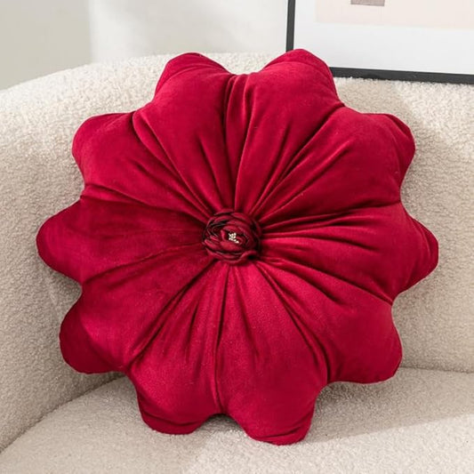 Flower Pillow Cushion Round Decorative Throw Pillow 15.7 Velvet Flower Shaped Pillow for Sofa Couch Vanity Chair Bed