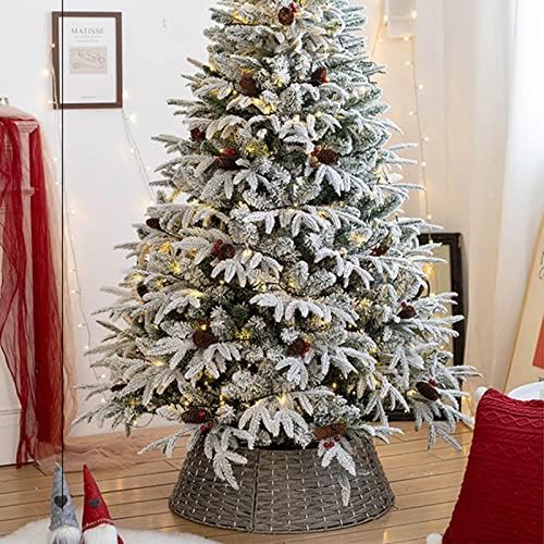 belupai Wicker Christmas Tree Skirts Collar Rings, Artificial Rattan Christmas Tree Skirt Stand Farmhouse Xmas Tree Collar for Artificial Christmas Trees Decoration(Gray,S) - Image 2