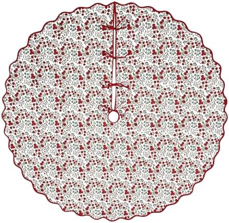 Ridhi Garnet Red Hand Block Print Cotton Christmas Tree Skirt 70 Inch by Ridhi