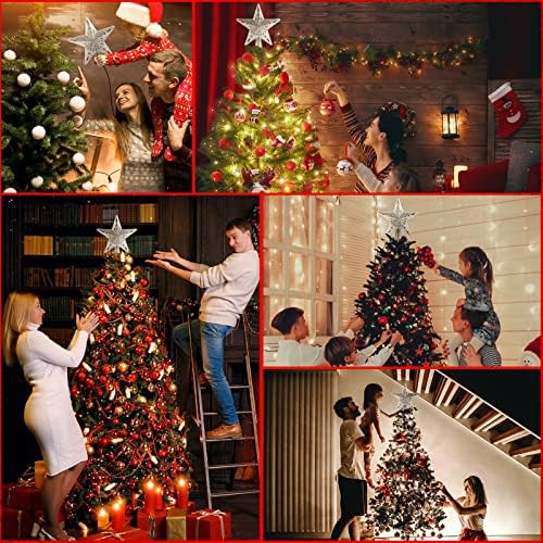 BLOOMWIN Christmas Tree Topper Lighted with Snowflake Projector, LED Rotating Hollow Snowflake, 3D Glitter Lighted Silver Snow Tree Topper for Xmas Tree Festival Decorations Lights - Image 3