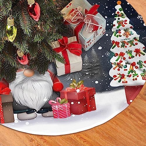 Christmas Gnome Christmas Trees Skirts 48", Xmas Gifts Candle Xmas Tree Cloth Mats for Holiday Party Decor Gift, Festival, Home Decoration - Image 3