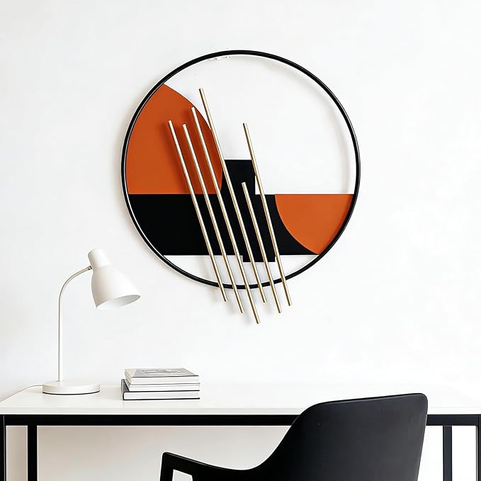 HYVAKUPPA 3D Large Metal Wall Decor Modern Aesthetic Wall Sculptures 19.7”W by 22.4”H Luxury Geometric Circular Decor Wall Art Artwork for Bedroom Dining Living Room Wall Decorations
