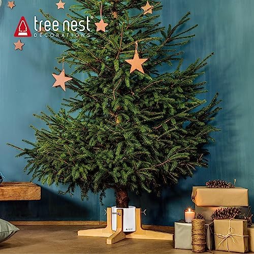 Tree Nest Christmas Tree Stand Base for 7ft Real Tree Sliver Christmas Tree Holder Stable for Xmas Tree Decoration Rustic (White,Medium) - Image 2