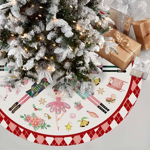Nutcracker Tree Skirt 36in, Red Nutcracker Christmas Decor, Nutcracker Tree Ornament Ballet for Christmas Tree Mat, Nutcracker Xmas Decorations for New Year Winter Holiday Party - Image 3