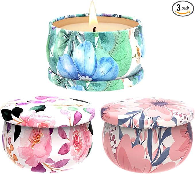 Scented Candles Gift Sets of 3, Stress Relief Candles for Home Scented, Natural Soy Wax Aromatherapy Candle, Burning Long Lasting Candles, Best Ideal for Gift, Baby Shower Prizes