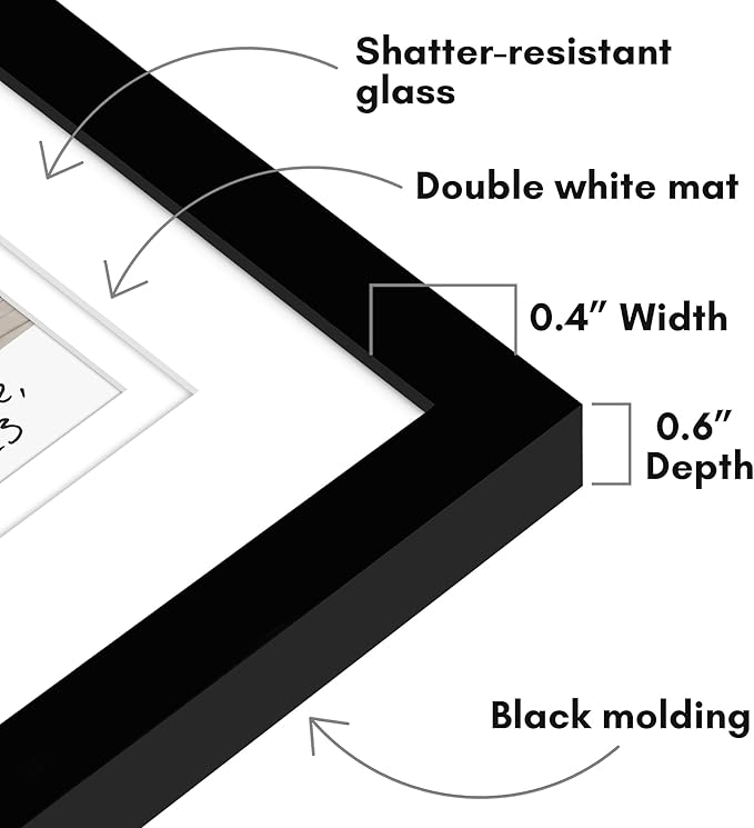 Americanflat 4x6 Picture Frame - Use as 2x3 Frame with Mat for Instant-Print Photos - Black Mini Picture Frames for Tabletop and Wall Display with Shatter-Resistant Glass