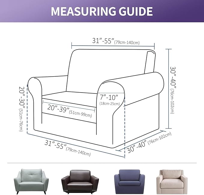 Joccun Stretch Chair Couch Cover,1-Piece Sofa Slipcover Spandex Jacquard Fabric Sofa Covers with Elastic Bottom,Washable Furniture Protector for Dogs,Cats,Kids(Armchair,Champagne)