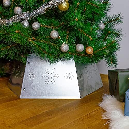 FORUP Metal Christmas Tree Ring with Printed Snowflake, Tree Skirt Base Stand for Tree Decorations (Silver) - Image 4
