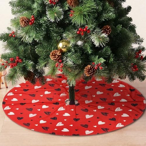 36 Inch Valentine's Day Tree Skirt Mat Short Plush Red Heart Tree Skirts for Indoor Outdoor Valentine's Day Tree Decoration(Red Heart) - Image 3