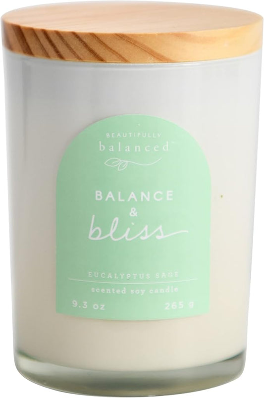 Scented Lidded Glass Soy Candle, Balance + Bliss, 9.3 oz.
