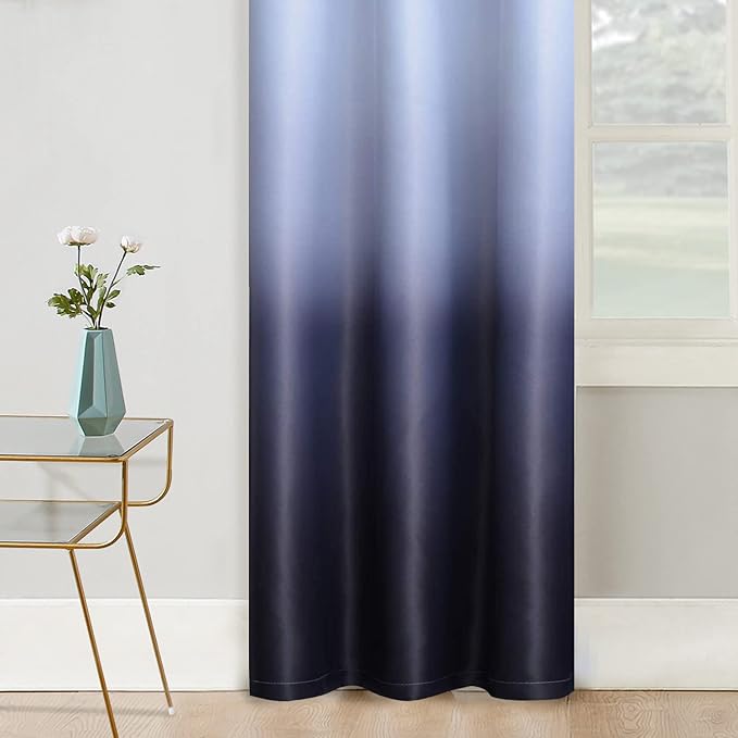 COSVIYA Grommet Ombre Room Darkening Curtains 63 inch Length 2 Panels, Gradient Drapes Black and Grayish White Light Blocking Insulated Thermal Window Curtains for Bedroom/Living Room,42x63 inches