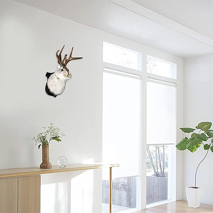 HSOSK Jackalope Mount, Jackalope Taxidermy, Deer Head Wall Mount, Resin Deer Head Animal Wall Art, for Home Wall Decoration