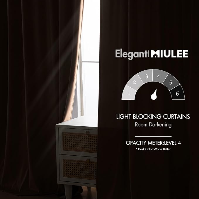 MIULEE Blush Beige Velvet Curtains 108 inches - Luxury Blackout Curtains for Bedroom Living Room Thermal Insulated Super Soft Window Drapes Rod Pocket & Back Tab, W52 x L108 inches, 2 Panels