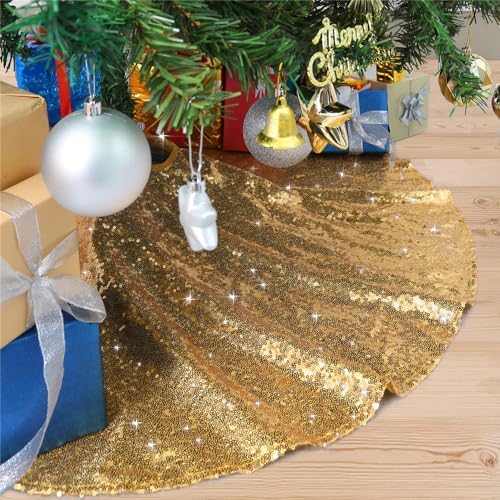 Gold Tree Skirts Christmas Tree Skirt Sequence Christmas Tree Skirts Round by B-COOL