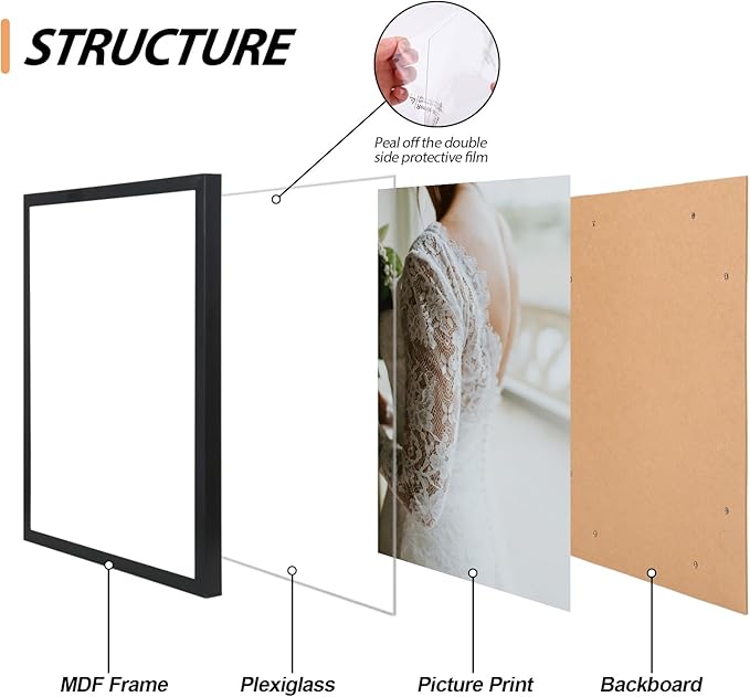 Fixwal Black Picture Frames, 10 Pack Collage Picture Frame Set for Wall Gallery Wall Frame Set, Hanging or Tabletop Display Multi Sizes Photo Frames Including 8x10, 5x7, 4x6