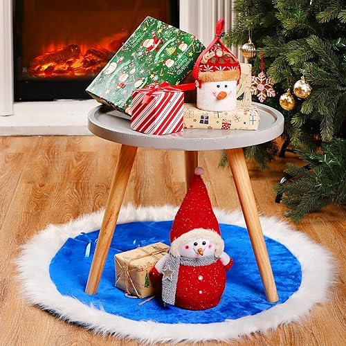 Mudder 19.7 Inch Christmas Tree Skirt,Blue and White - Image 6