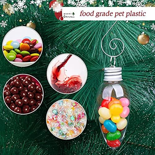 12PCS Clear Plastic Bulb Shape Hanging Ornaments - Fillable DIY Light Bulb with Screw Off Cap and Hook for Christmas Trees, Wedding Party, Home Decoration - Image 3