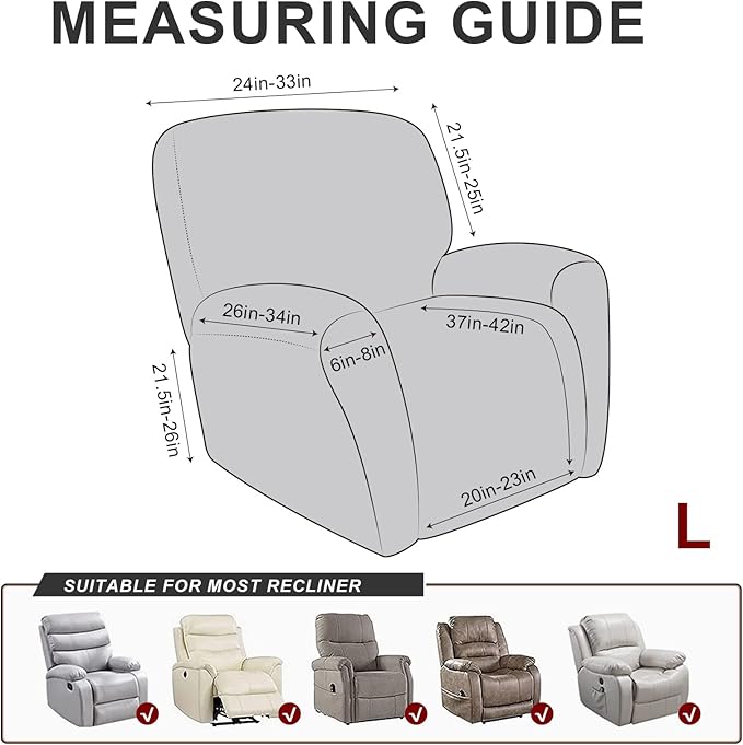 ANARACHON Leather Look Recliner Chair Covers, 4 Pieces Recliner Covers Non Slip, Soft Cover for Reclining Chair, Washable Furniture Protector for Pets (1 Seater, 025 Red)