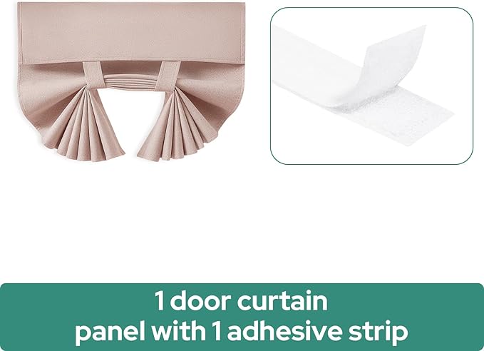HOMEIDEAS 100% Blush Pink Linen Blackout French Door Curtains, Privacy Door Window Curtains, 30 X 68 Inch Room Darkening Blinds, Thermal Insulated Shades for Bedroom, 1 Panel