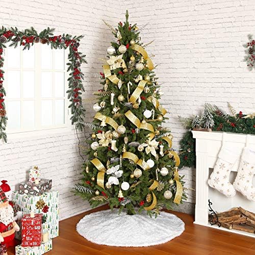 Sattiyrch Faux Fur Christmas Tree Skirt 36",White Xmas Decorations for 6ft Christmas Tree (White, 36in) - Image 4