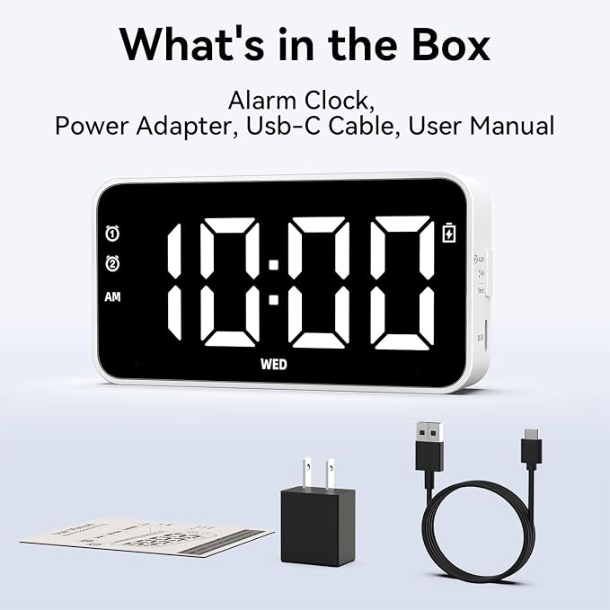 Plug in Digital Alarm Clocks with Rechargeable Backup Battery for Bedrooms Living Room Study Loud Bedside Desk Clock with Memory Function Dual Alarm 3 Modes Weekends Weekdays Every Day for Kids Adults - Image 6