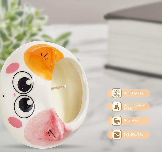 Scented Candles - 6 Pack Novelty Gifts for Women's Birthday, Unique Cat-Themed Presents