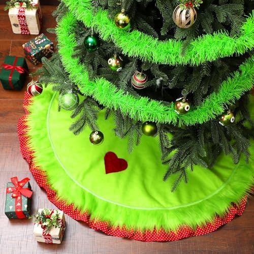 Soulchen 48 Inch Lime Green Christmas Tree Skirt Felt Tree Collar - Image 5